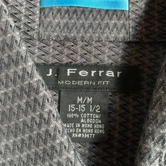 J. Ferrar Black Geometric‎ Print Button Down Shirt Modern Fit - Picture 5 of 11
